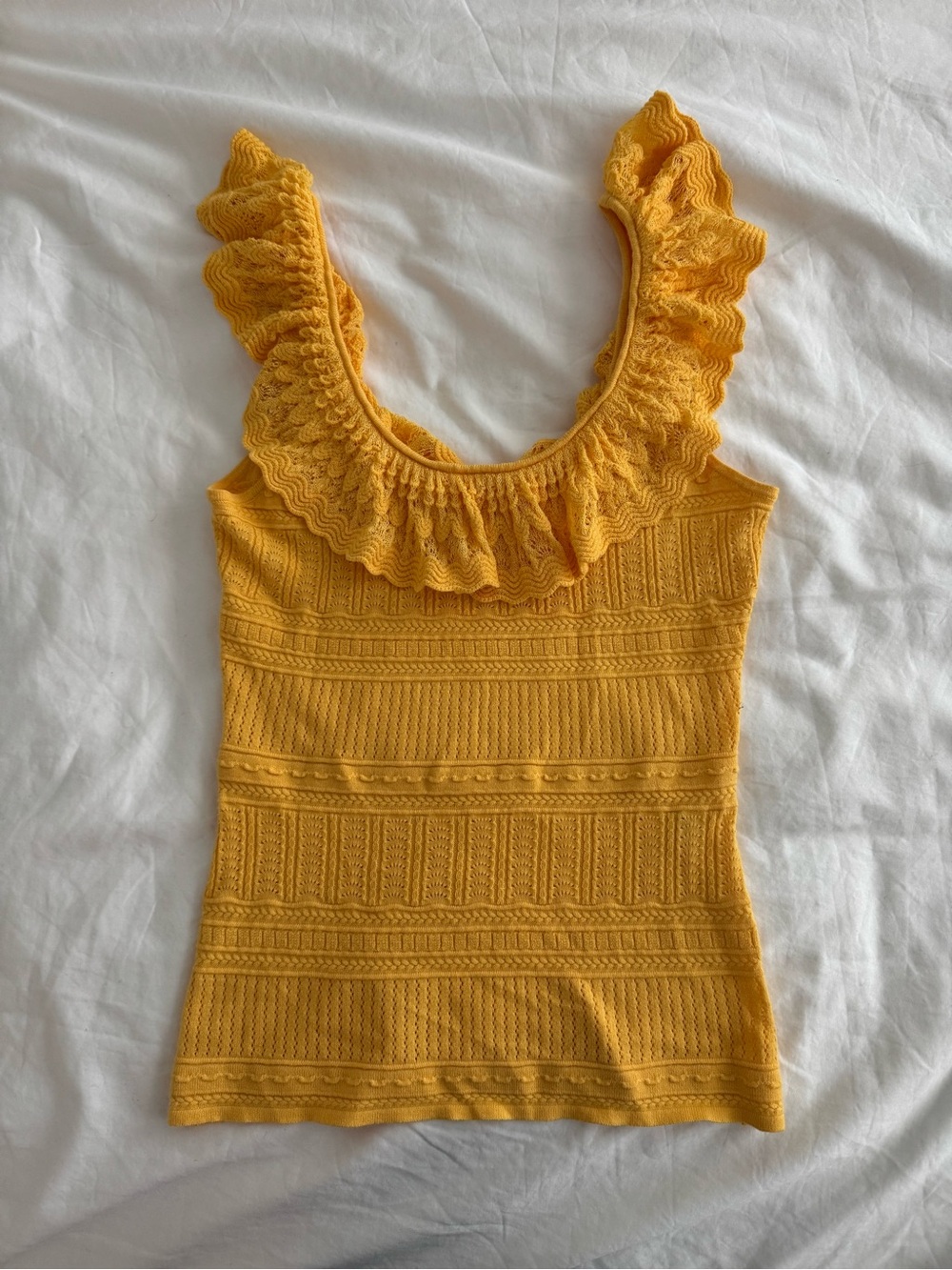 Sezane Lina Ruffled Knit Tank Top